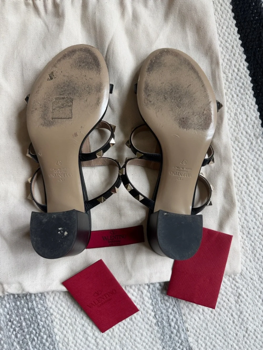 Valentino Rockstud Leather Block Heel Slide Sandal 37